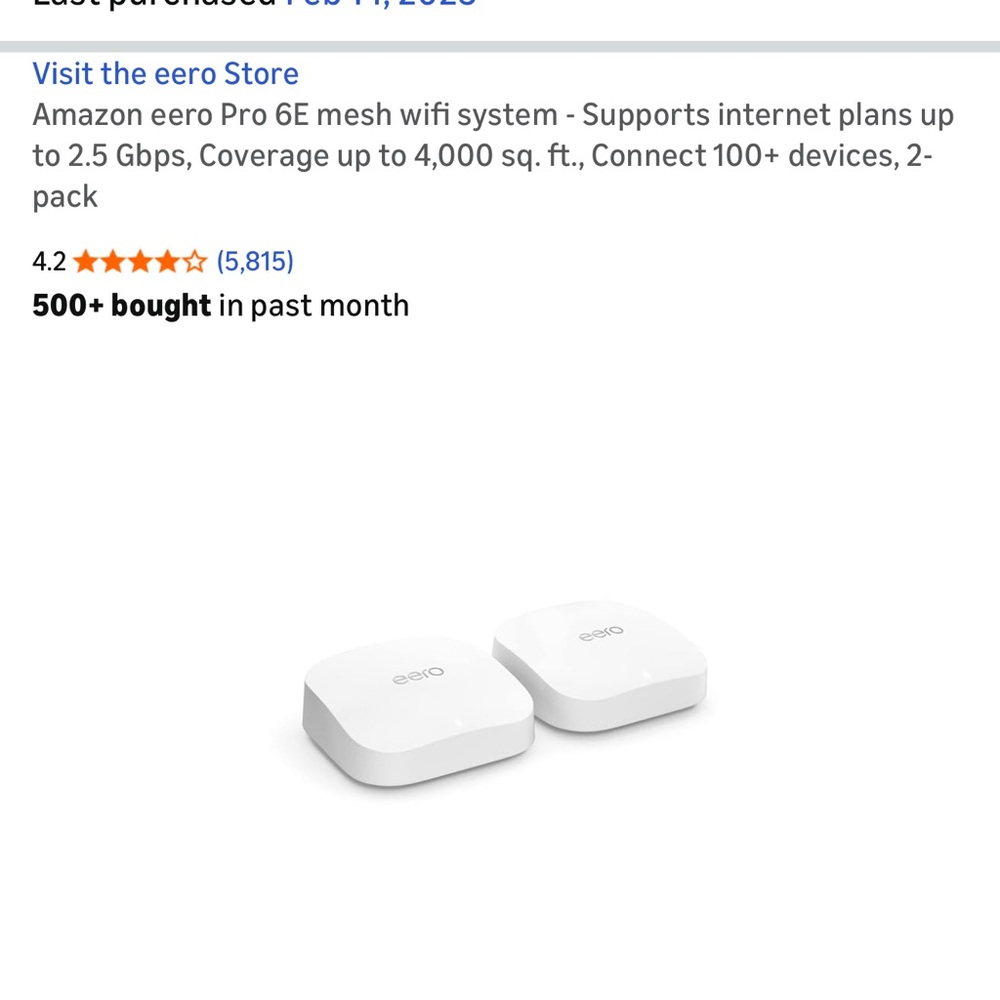 Like New 2-Pack Amazon eero Pro 6E Mesh Wi-Fi System — Wi-Fi 6E Tri-Band
